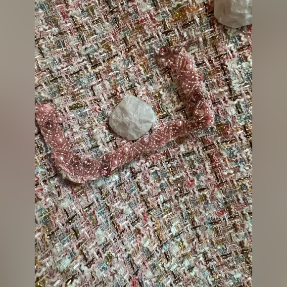 Self Portrait PINK BOUCLE CROP JACKET - Picture 5 of 6